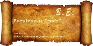 Bacsinszky Ernő névjegykártya